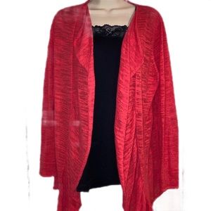 DKNY red lightweight cardigan sweater, M/L